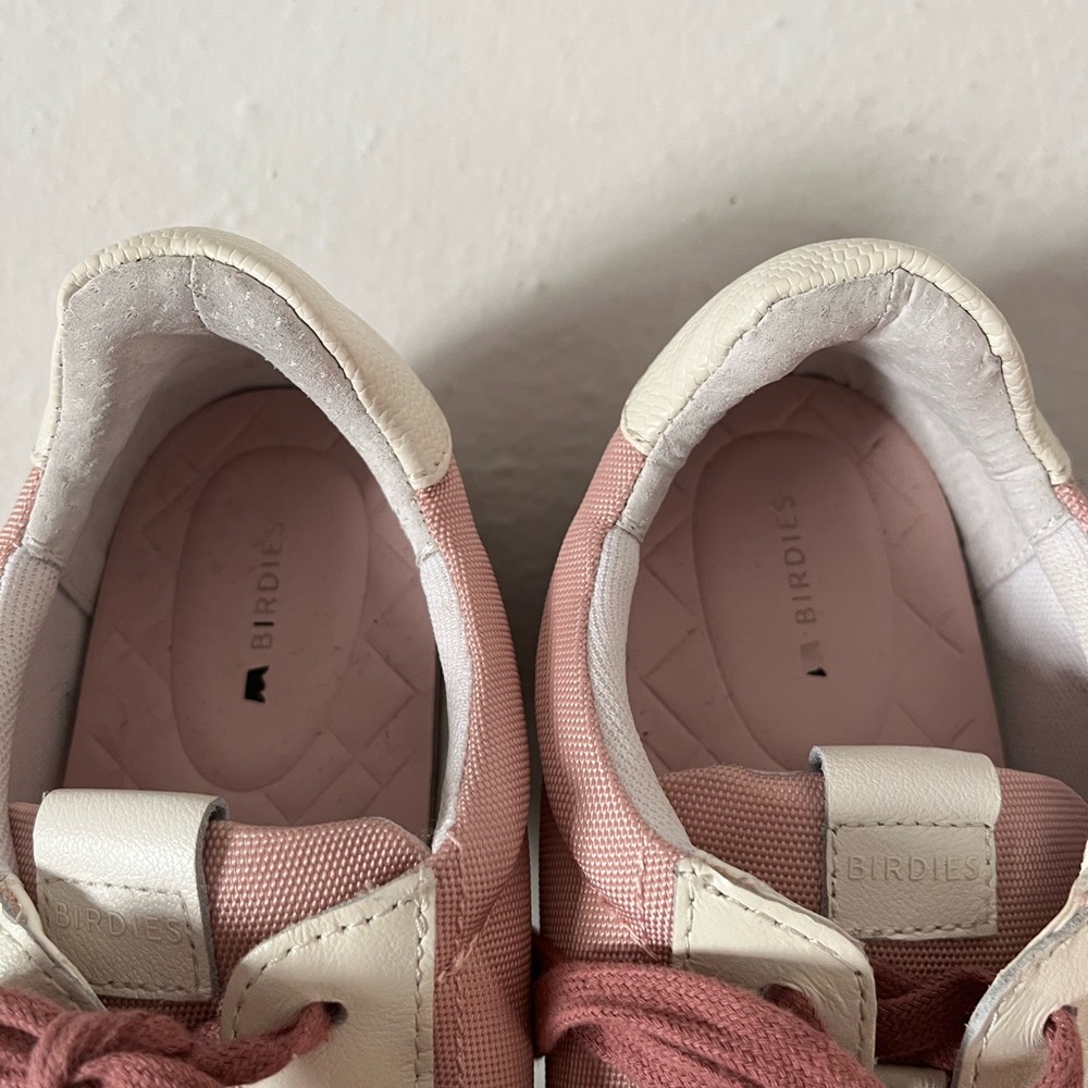 BIRDIES Women's Roadrunners in Rosette Pink and White Sneakers Size 7.5 - Picture 9 of 11